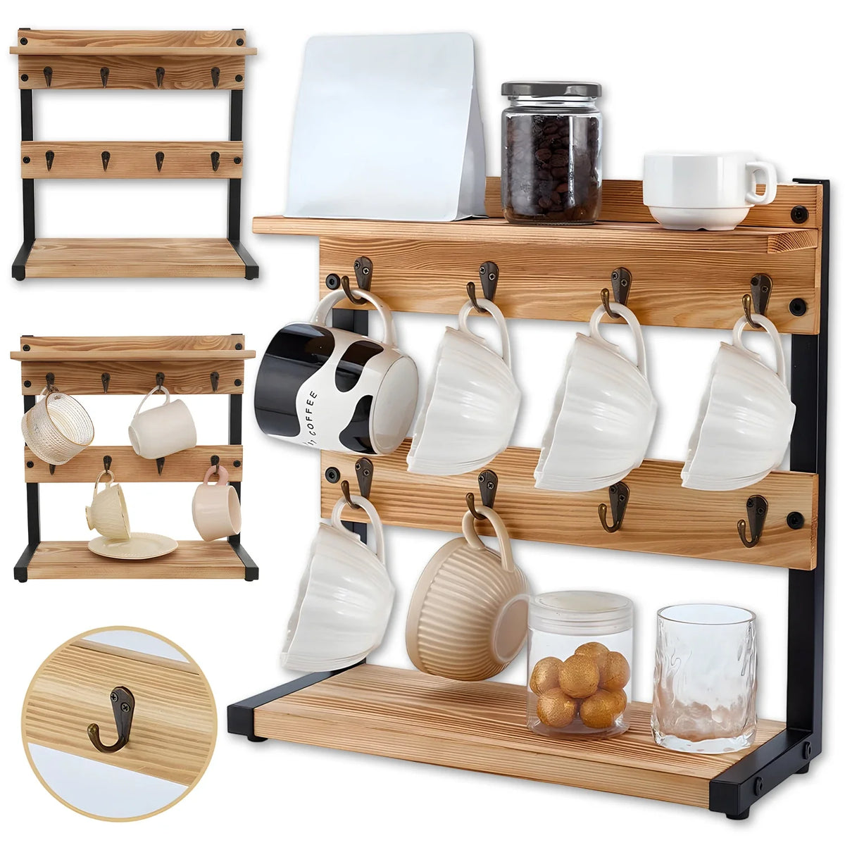 Support De Rangement En Bois Et Métal À Trois Niveaux