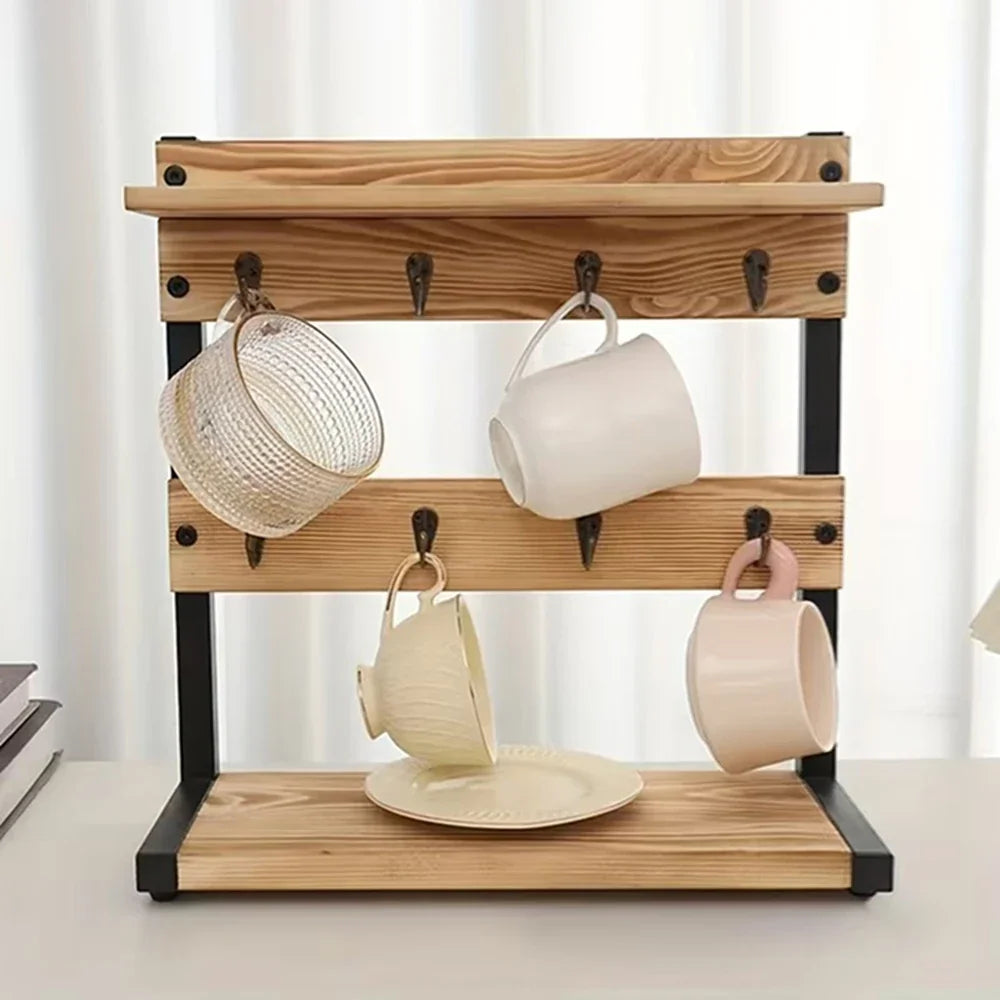 Support De Rangement En Bois Et Métal À Trois Niveaux