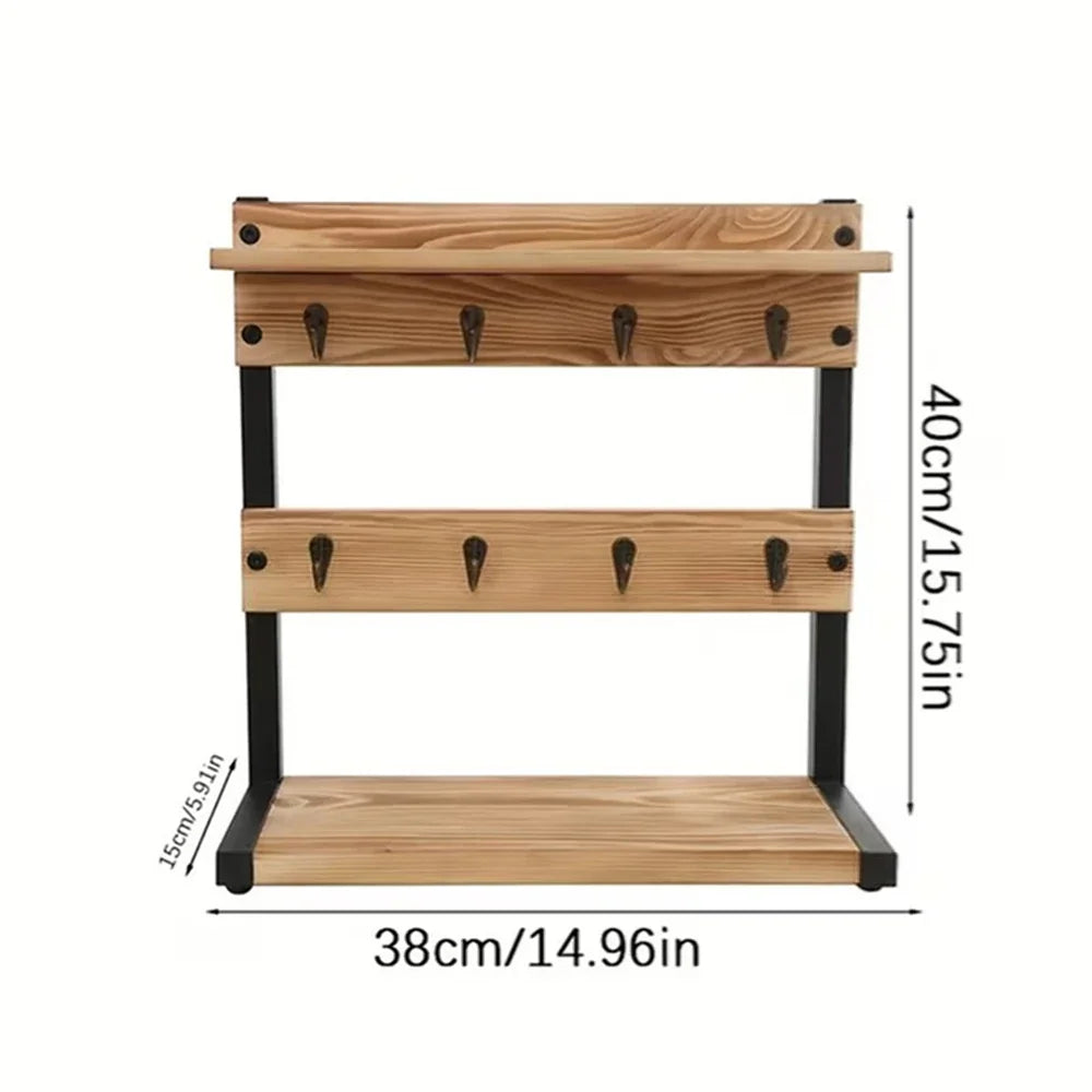 Support De Rangement En Bois Et Métal À Trois Niveaux