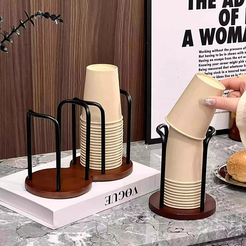 Support De Rangement Pour Tasses En Bois Et Métal