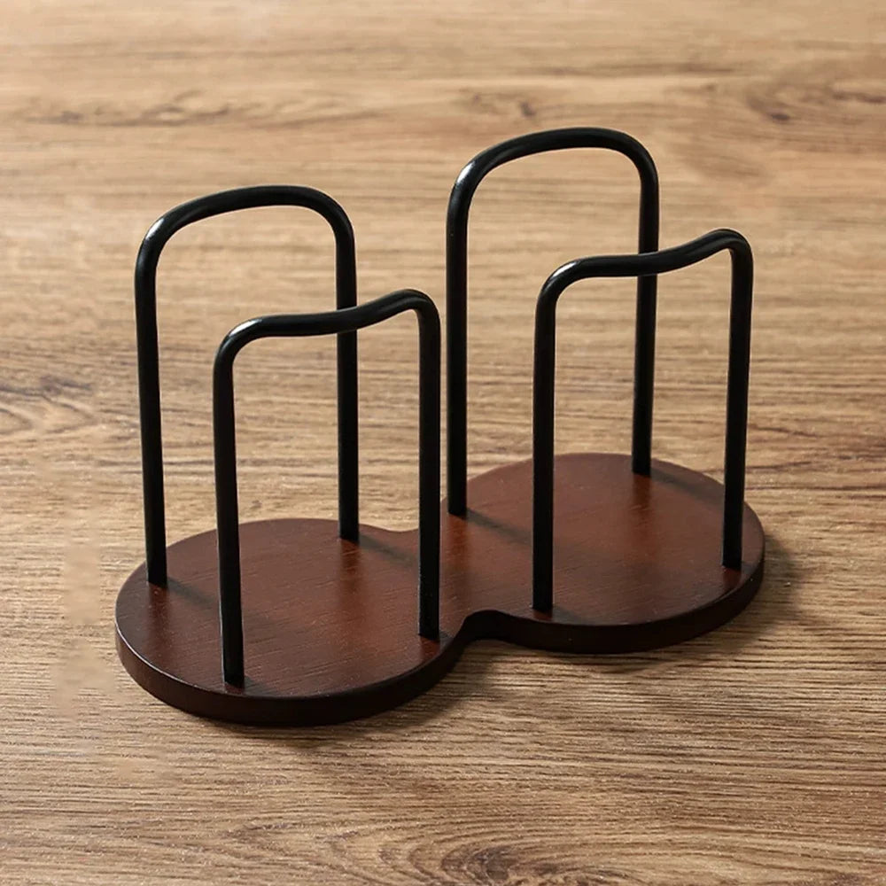 Support De Rangement Pour Tasses En Bois Et Métal Image