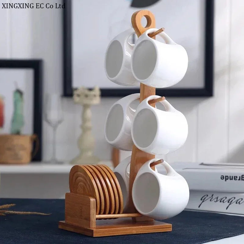 Tasse À Café En Céramique Avec Support En Bambou