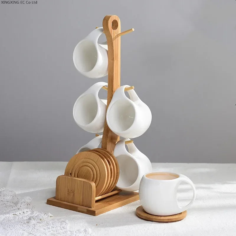 Tasse À Café En Céramique Avec Support En Bambou