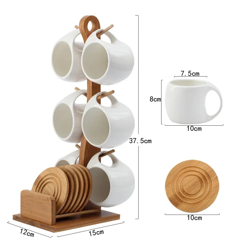 Tasse À Café En Céramique Avec Support En Bambou