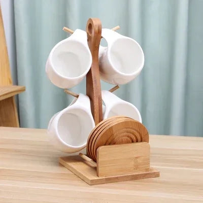 Tasse À Café En Céramique Avec Support En Bambou