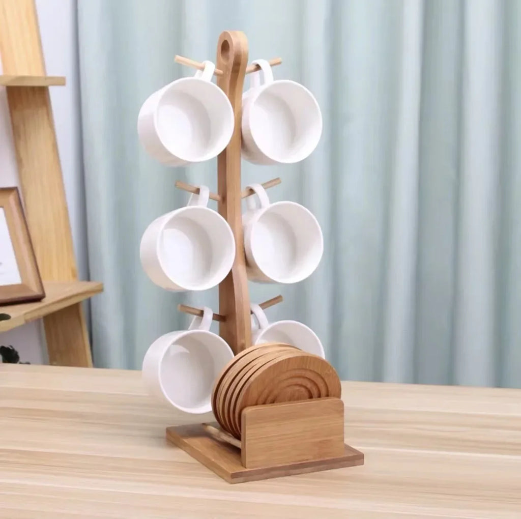 Tasse À Café En Céramique Avec Support En Bambou