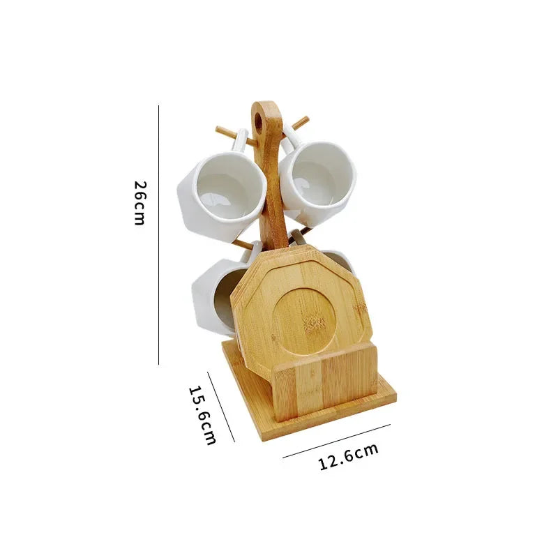 Tasse À Café En Céramique Avec Support En Bambou