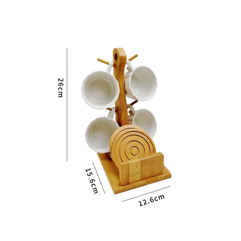 Tasse À Café En Céramique Avec Support En Bambou