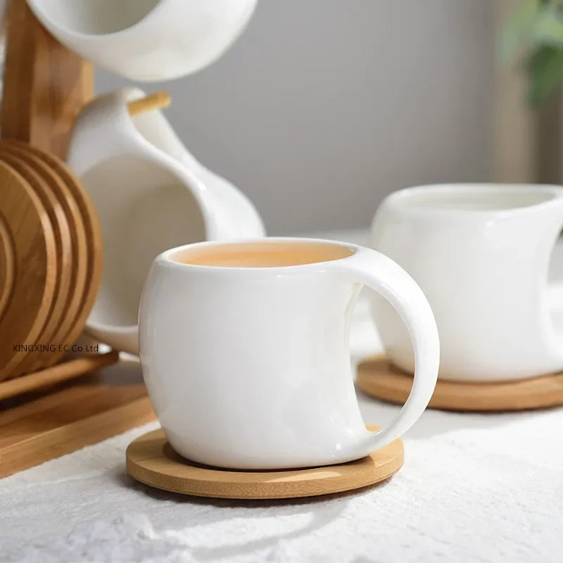 Tasse À Café En Céramique Avec Support En Bambou