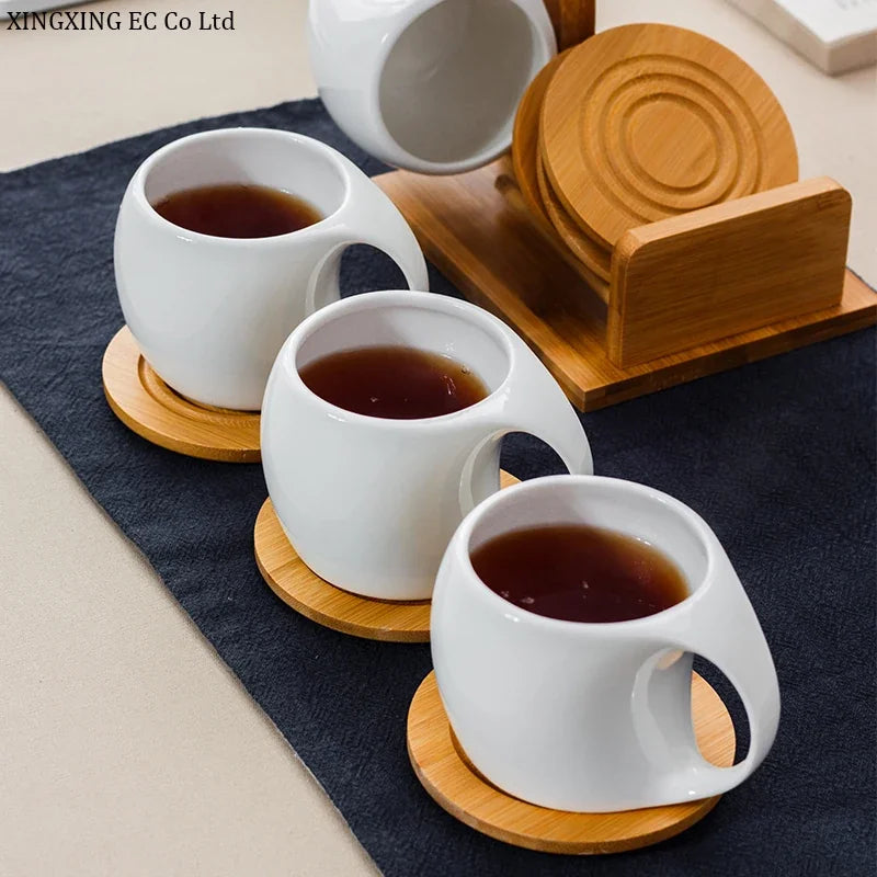Tasse À Café En Céramique Avec Support En Bambou
