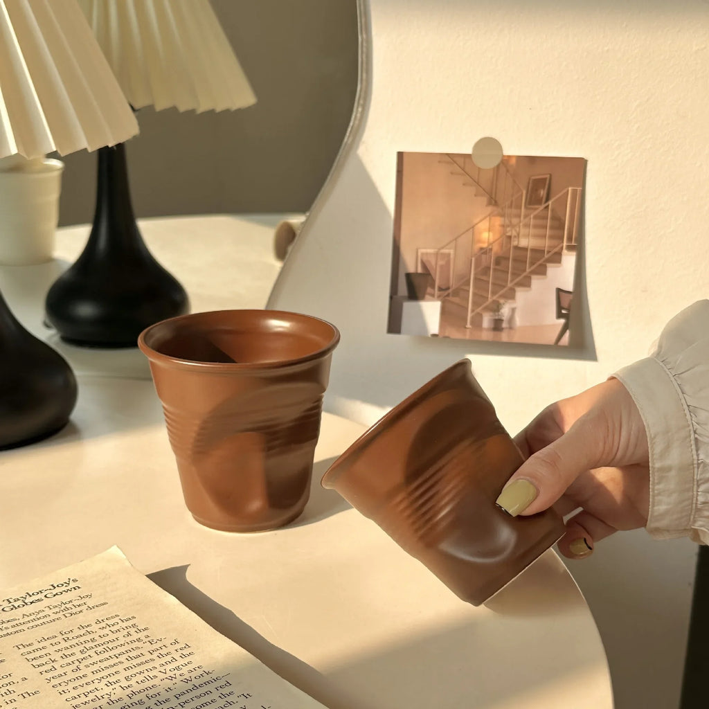 Tasse À Café En Céramique Froissée Dopamine
