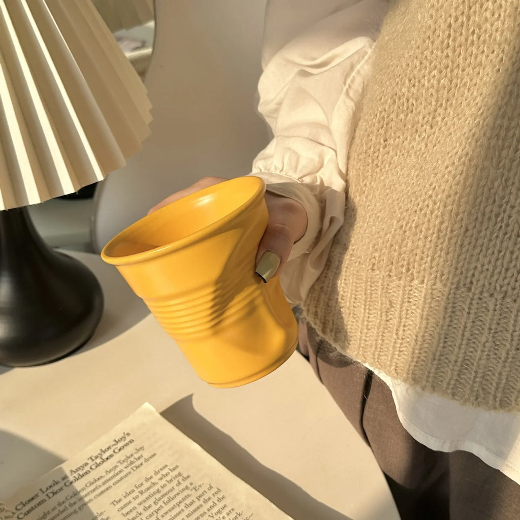 Tasse À Café En Céramique Froissée Dopamine