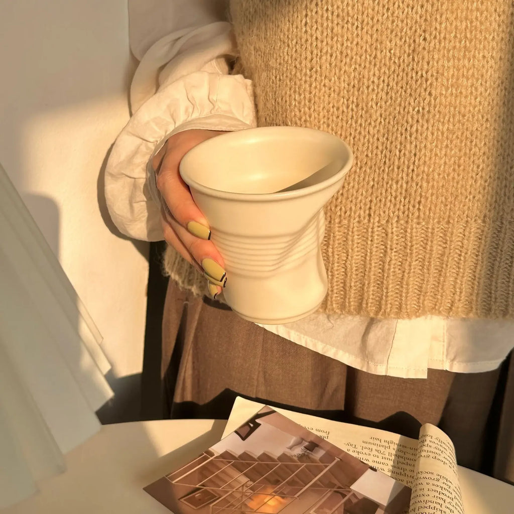 Tasse À Café En Céramique Froissée Dopamine