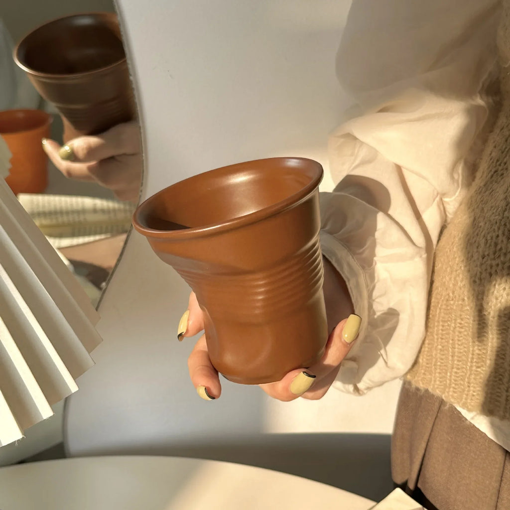 Tasse À Café En Céramique Froissée Dopamine