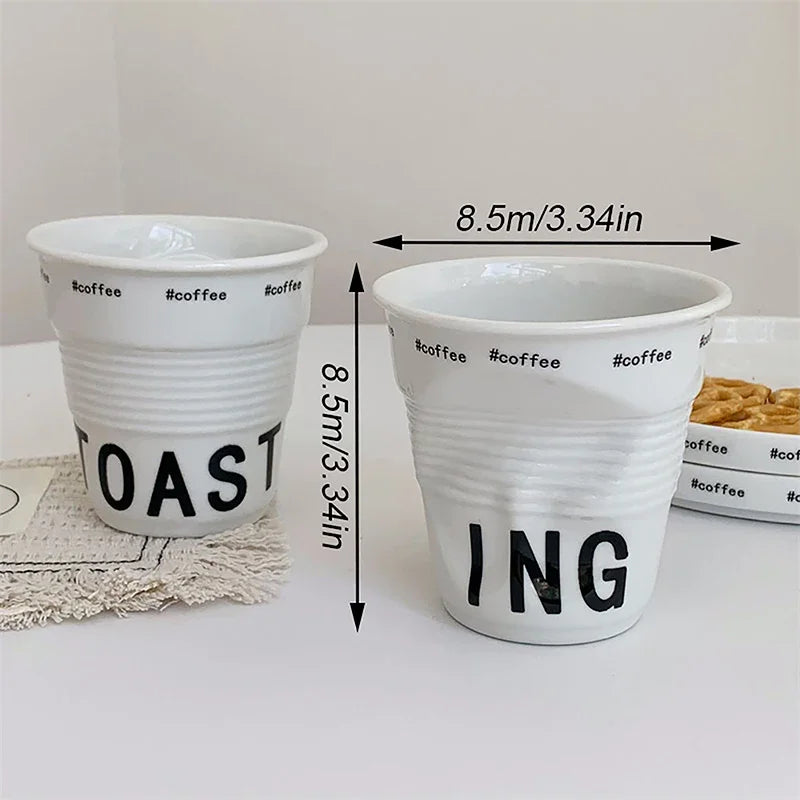 Tasse à Café en Céramique Froissée Nordique