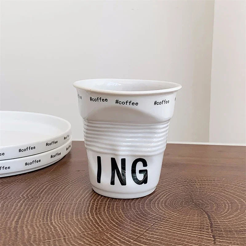 Tasse à Café en Céramique Froissée Nordique