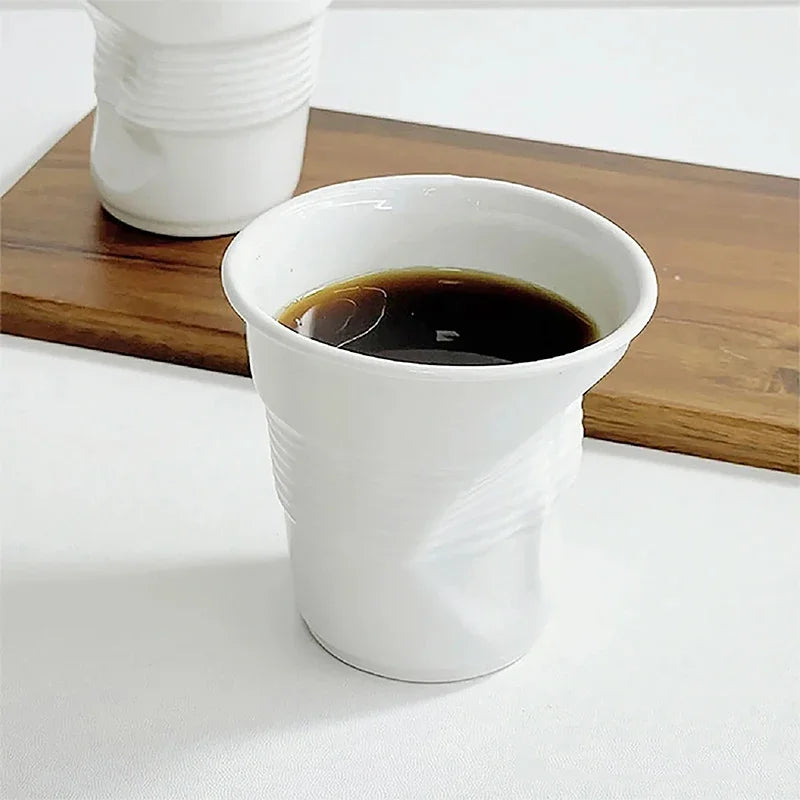 Tasse à Café en Céramique Froissée Nordique