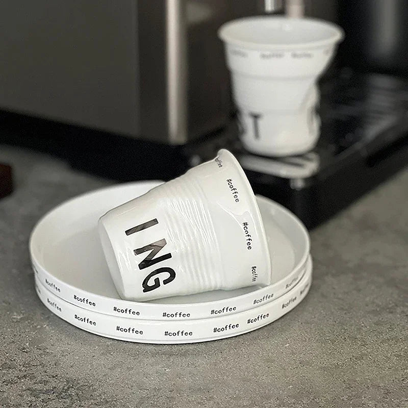 Tasse à Café en Céramique Froissée Nordique