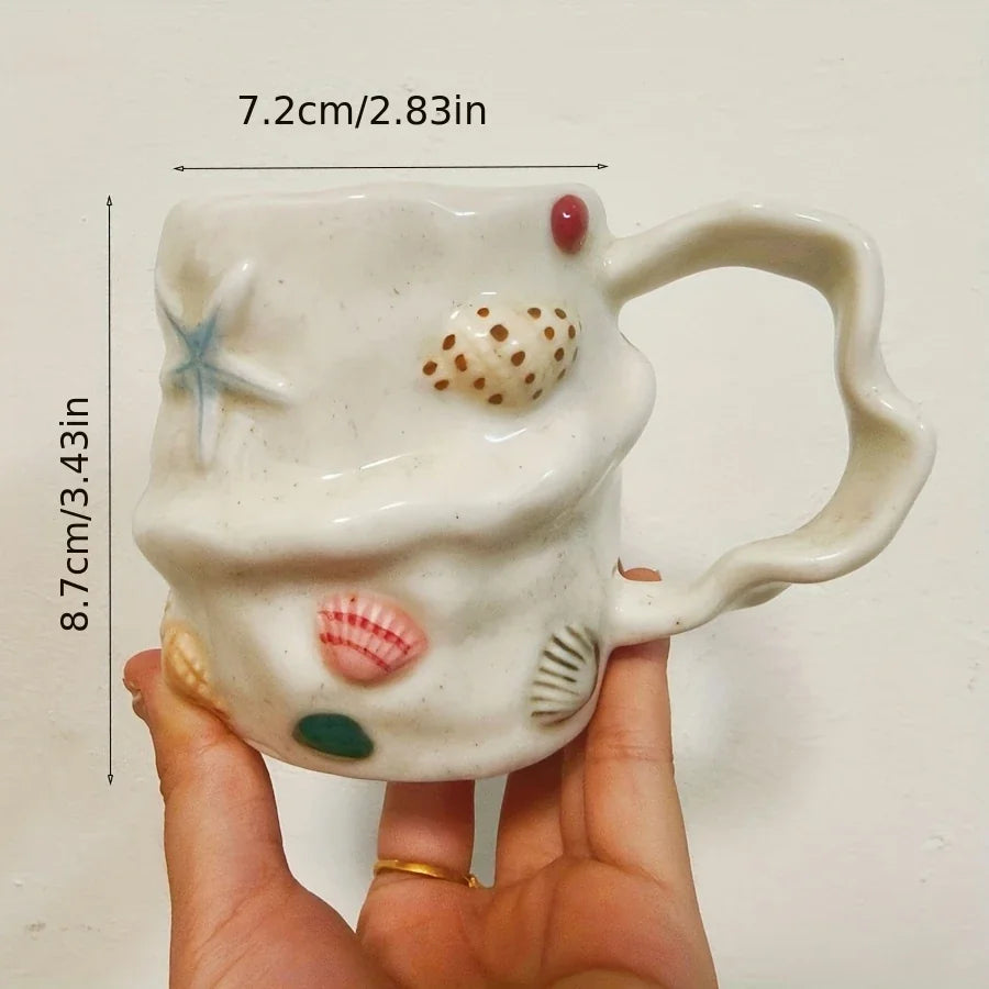 Tasse À Café En Céramique Motif Coquillage Peint À La Main