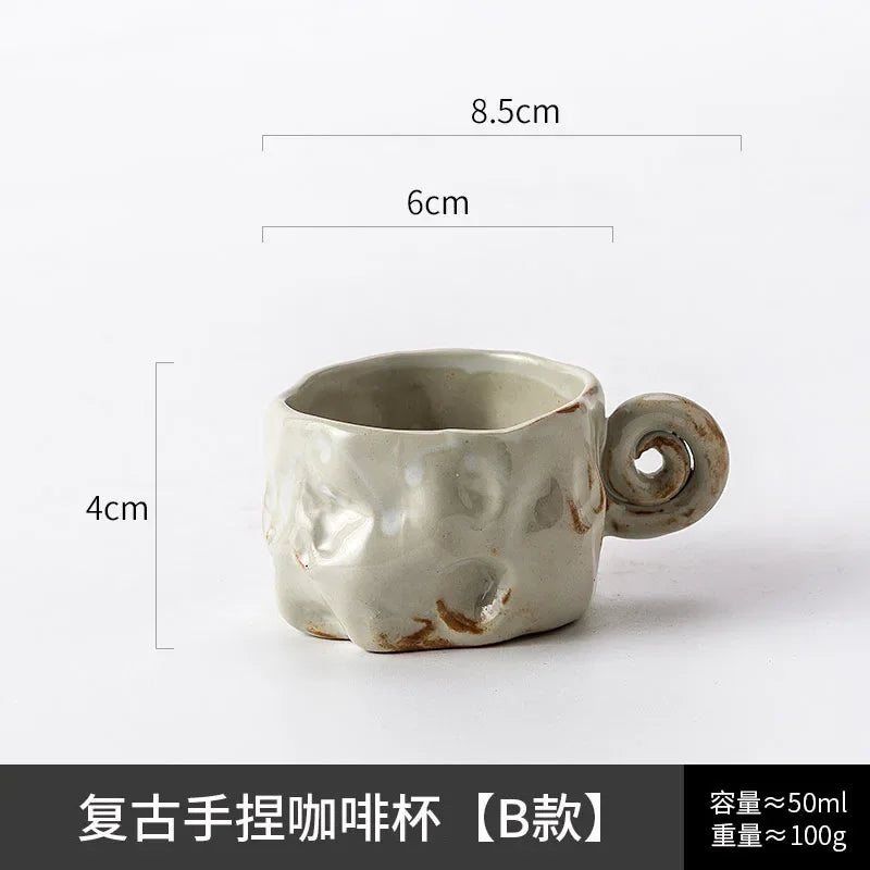 Tasse à Café en Céramique Rétro Artisanale