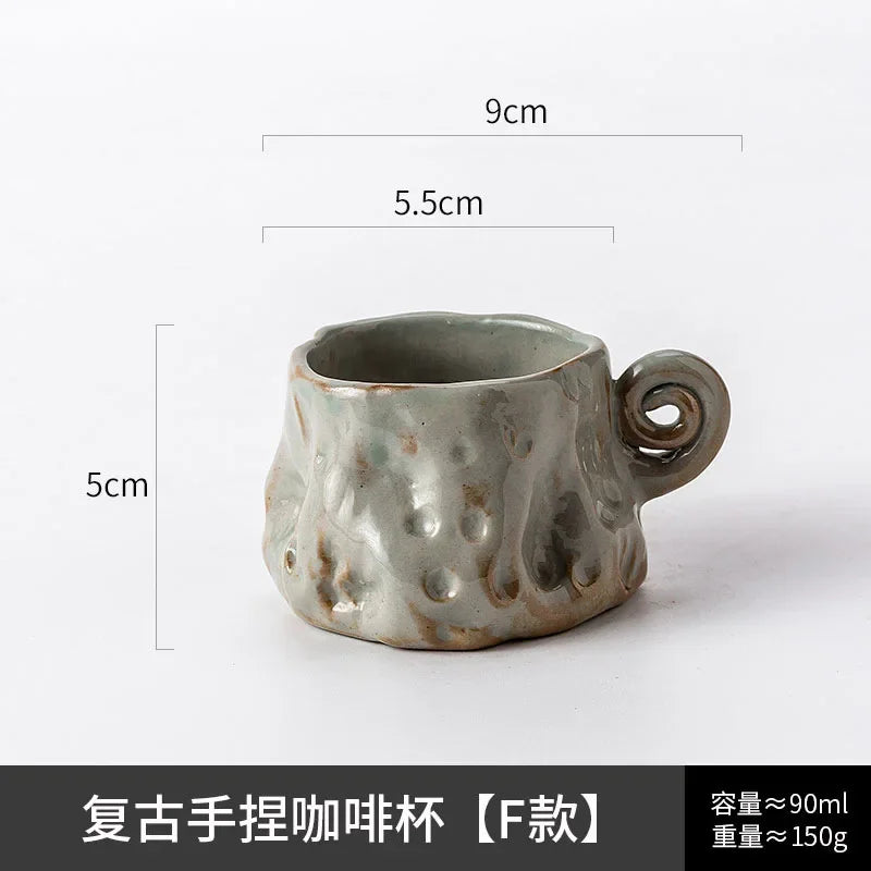 Tasse à Café en Céramique Rétro Artisanale