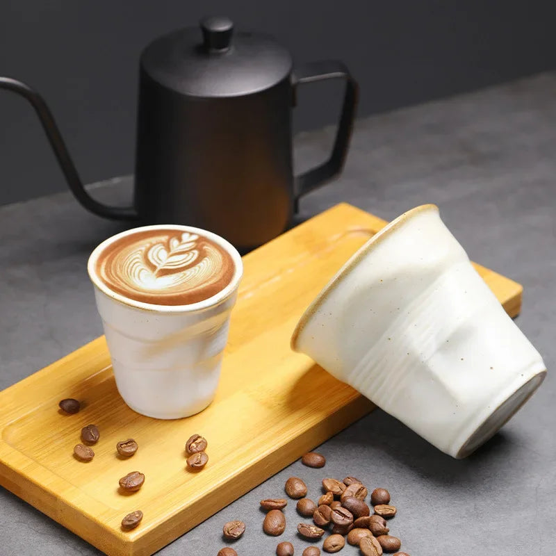 Tasse à Café en Céramique Rustique Finition Froissée