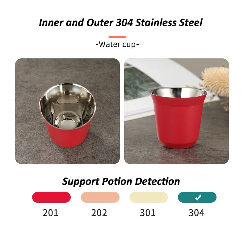 Tasse À Café Expresso En Acier Inoxydable Double Paroi 80 Ml