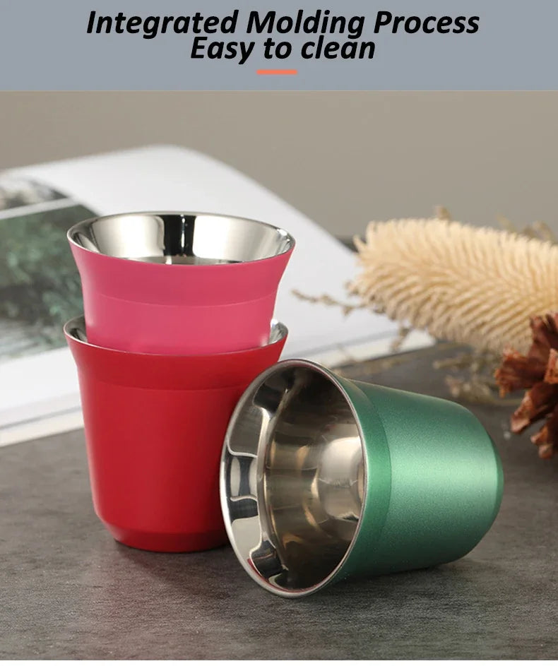 Tasse À Café Expresso En Acier Inoxydable Double Paroi 80 Ml