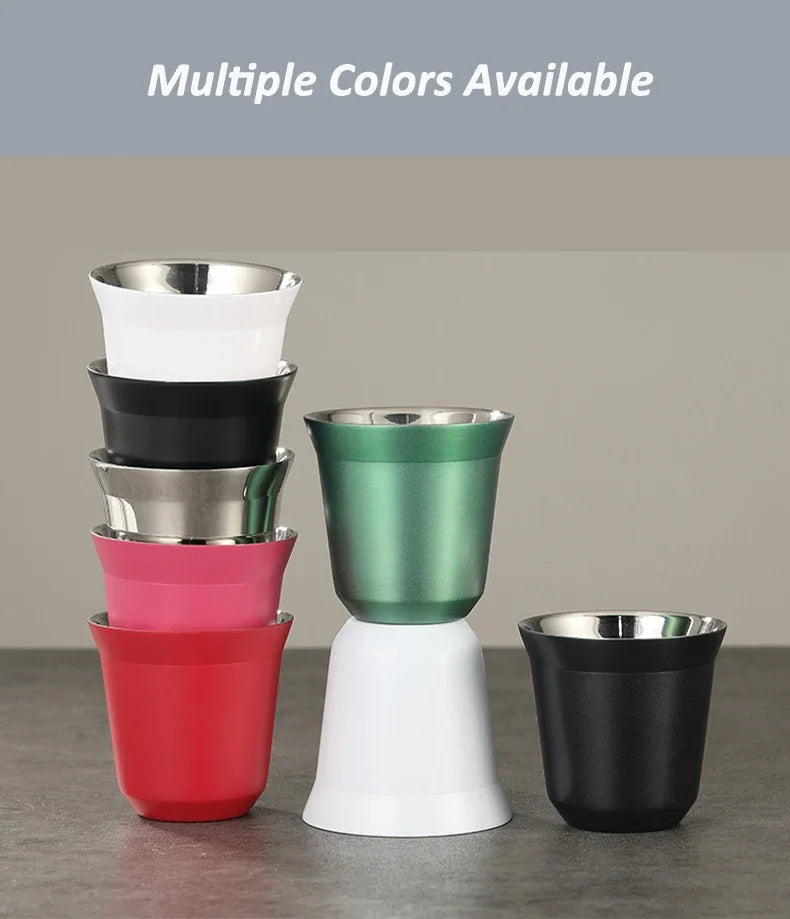 Tasse À Café Expresso En Acier Inoxydable Double Paroi 80 Ml