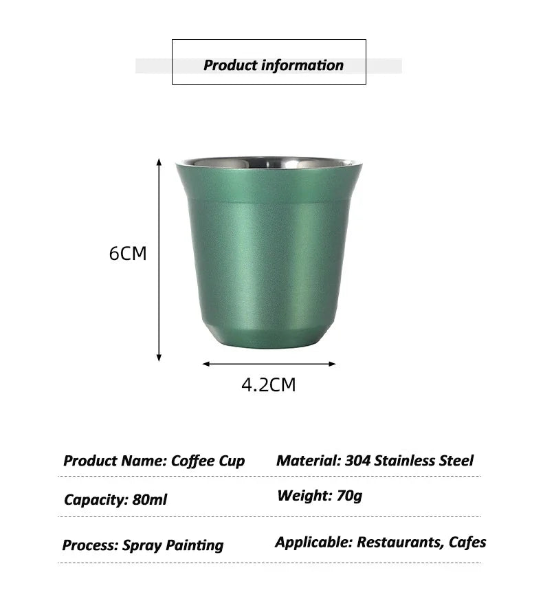 Tasse À Café Expresso En Acier Inoxydable Double Paroi 80 Ml