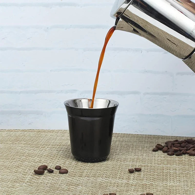 Tasse À Café Expresso En Acier Inoxydable Double Paroi 80 Ml Image