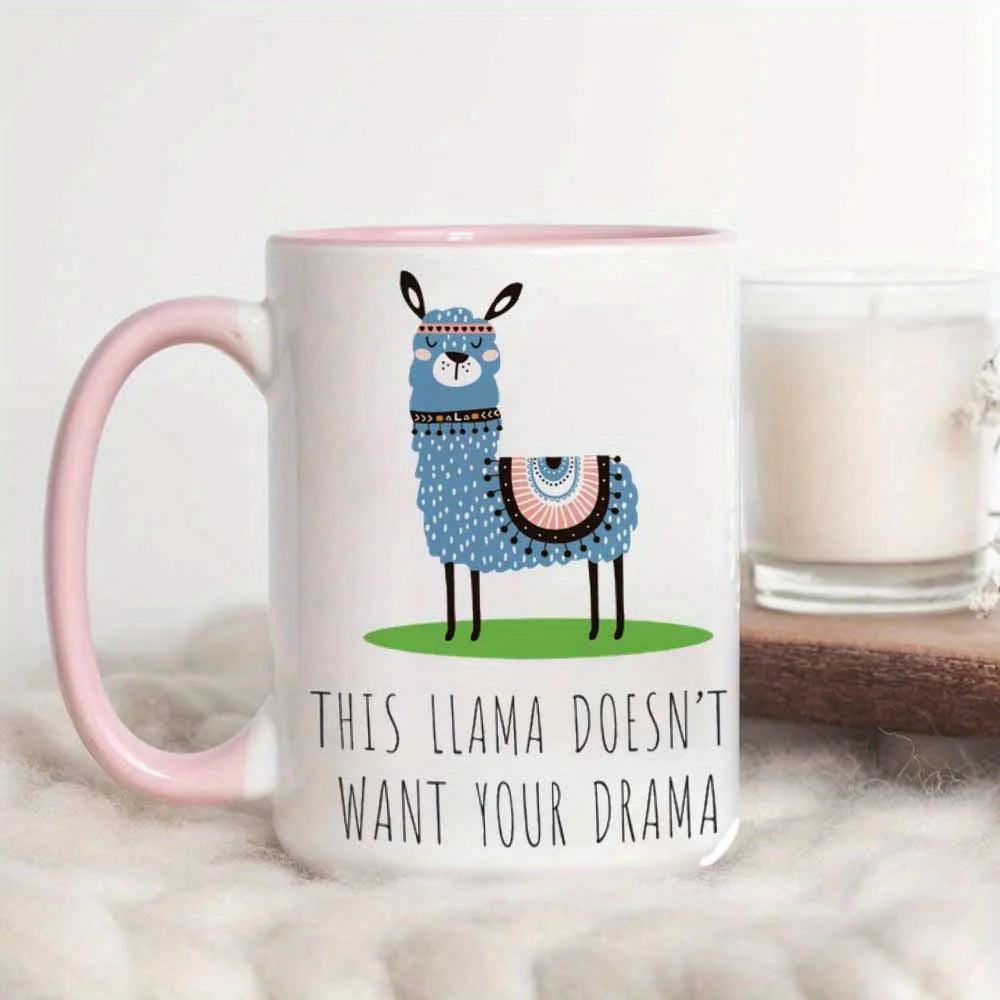 Tasse à Café Llama Drôle en Céramique — 【rose】, photo 2