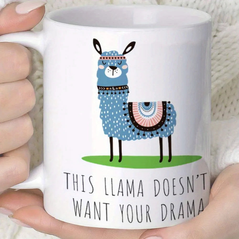 Tasse à Café Llama Drôle en Céramique — Blanc, photo 4