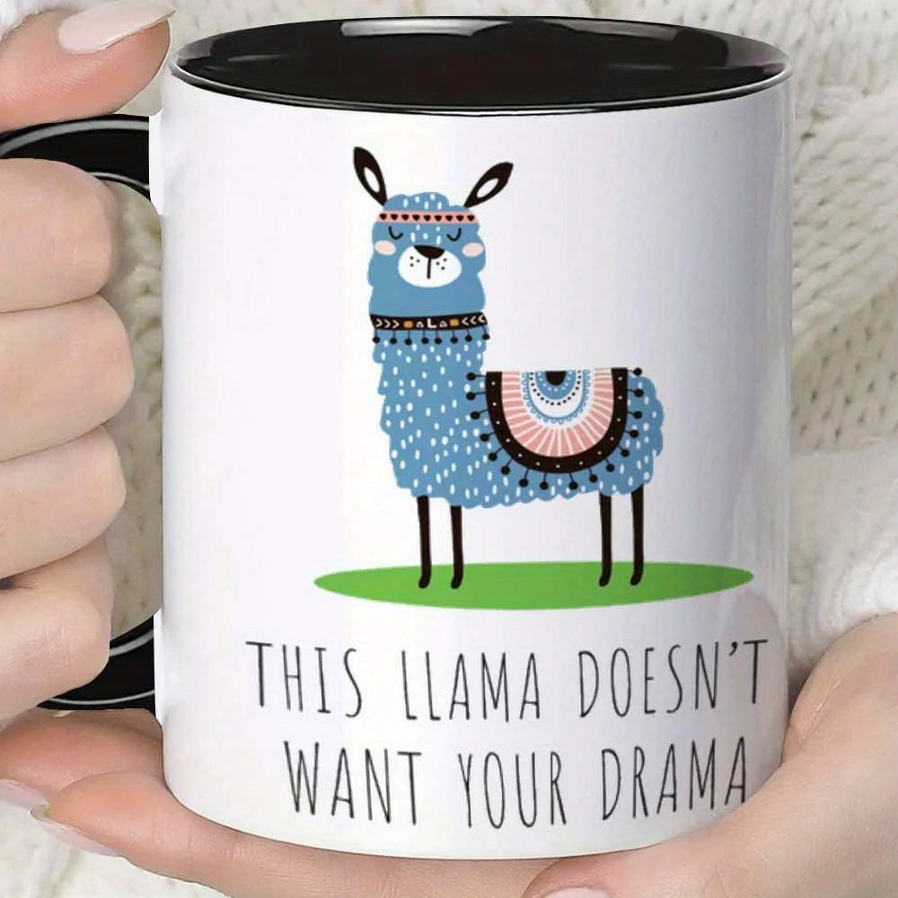 Tasse à Café Llama Drôle en Céramique — 【Noir】, photo 5