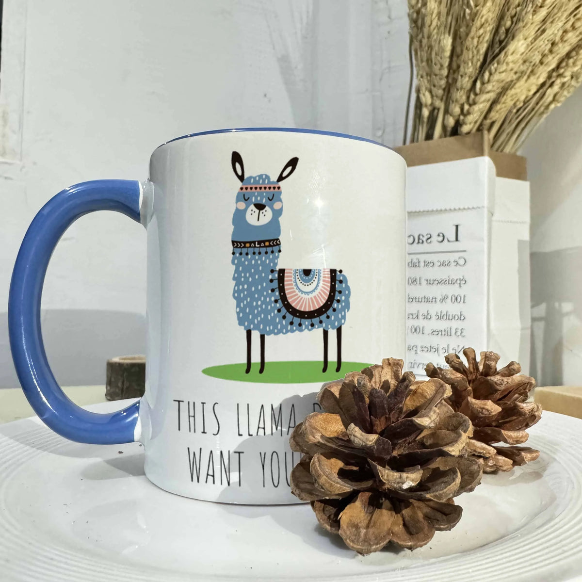 Tasse à Café Llama Drôle en Céramique — 【Bleu】, photo 6