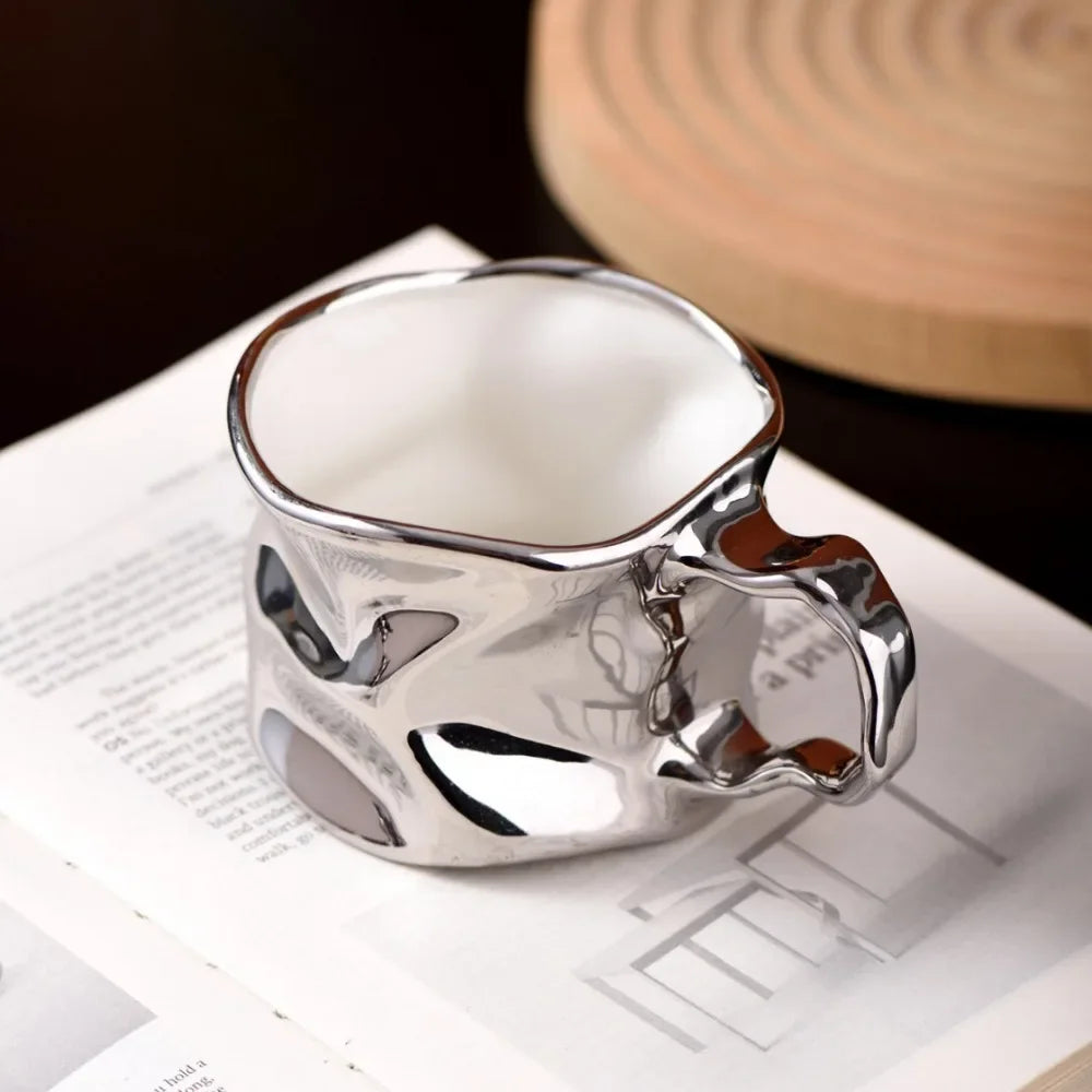 Tasse À Café Moderne En Céramique Argentée