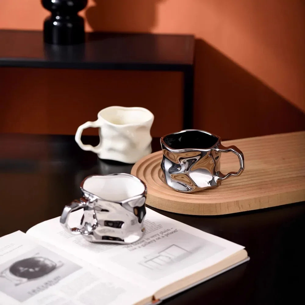 Tasse À Café Moderne En Céramique Argentée
