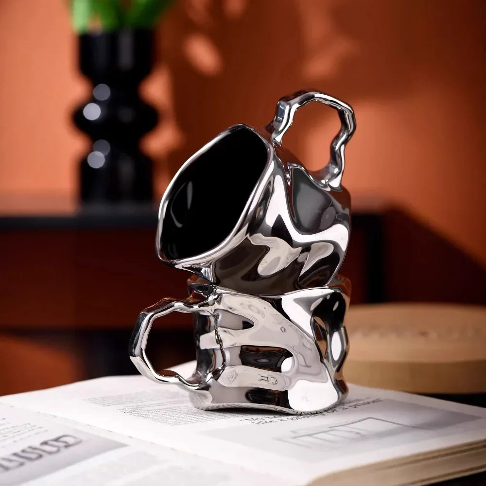 Tasse À Café Moderne En Céramique Argentée