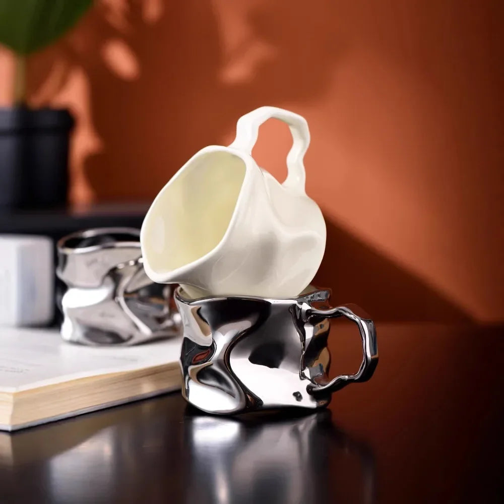 Tasse À Café Moderne En Céramique Argentée