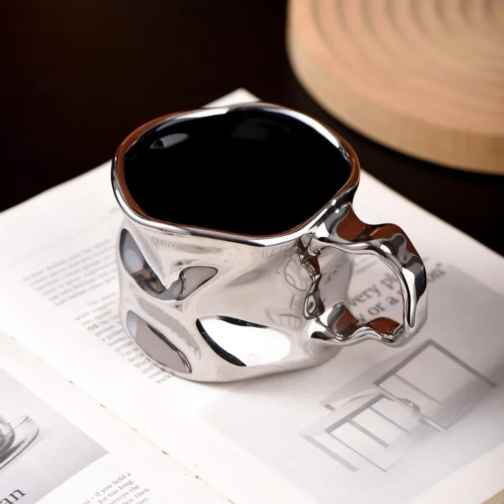 Tasse À Café Moderne En Céramique Argentée