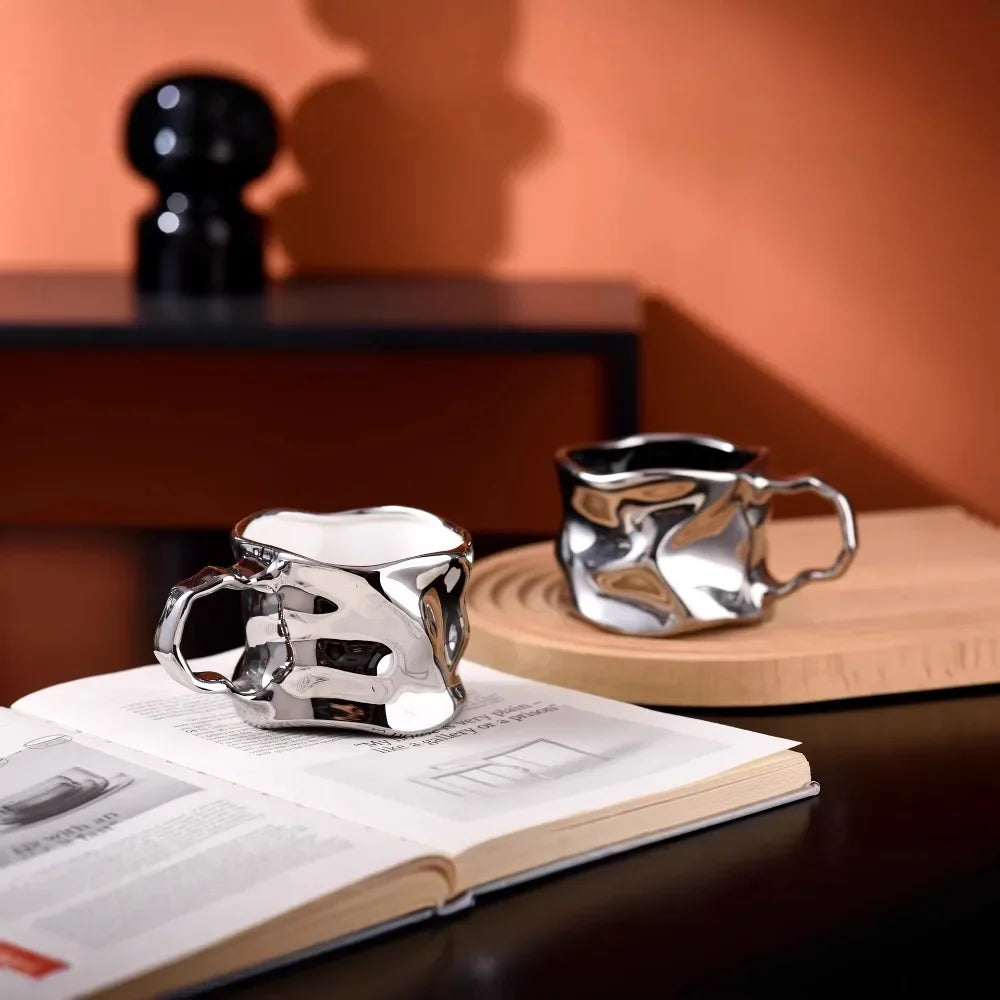 Tasse À Café Moderne En Céramique Argentée Image