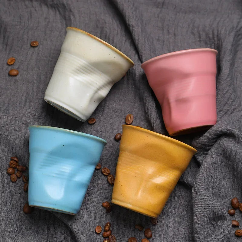 Tasse à Café Plissée en Céramique Vintage