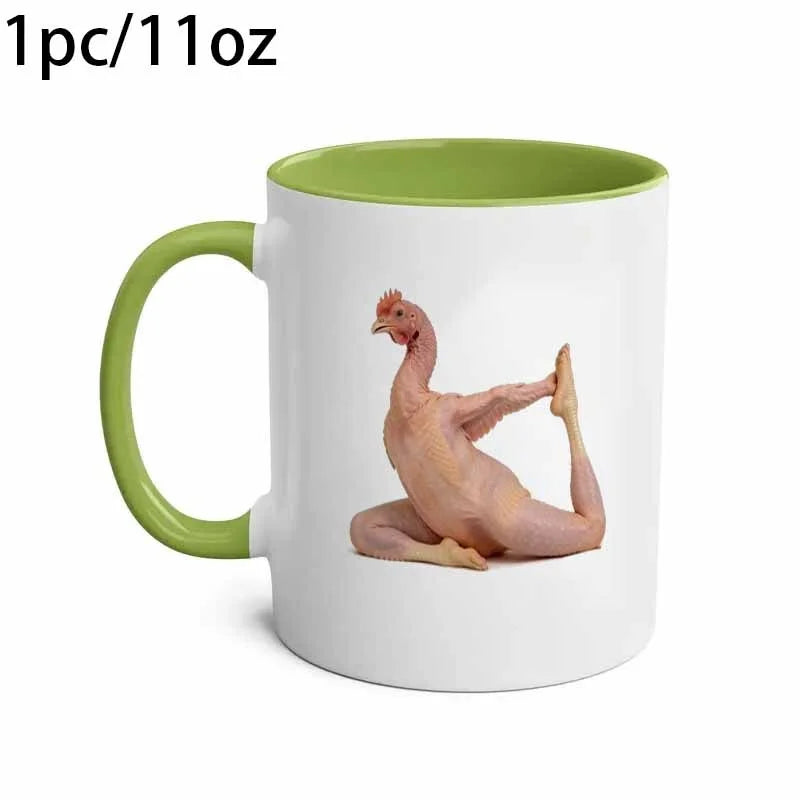 Tasse À Café Poulet De Yoga En Céramique 360 Ml — Vert, photo 2