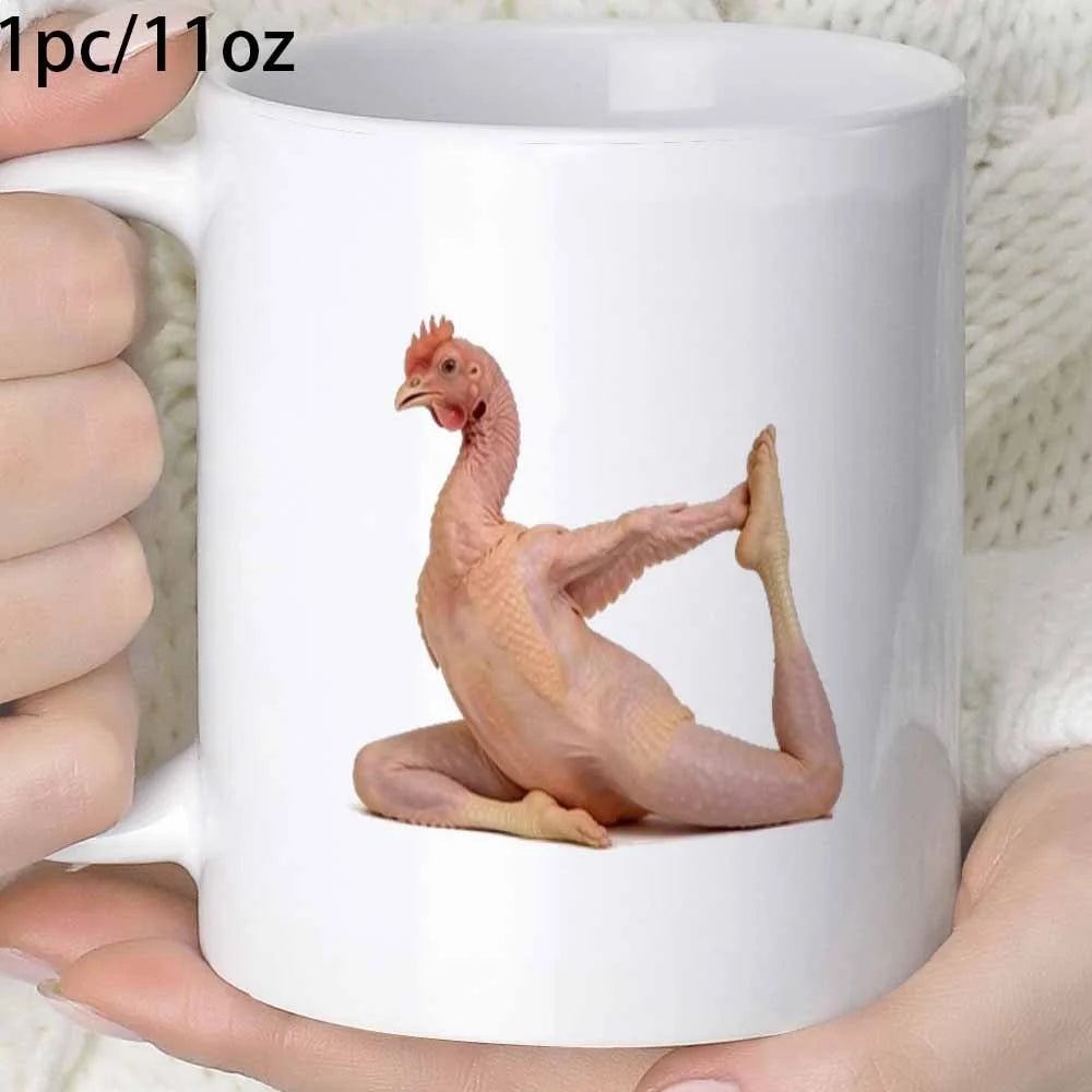 Tasse À Café Poulet De Yoga En Céramique 360 Ml — Blanc, photo 4