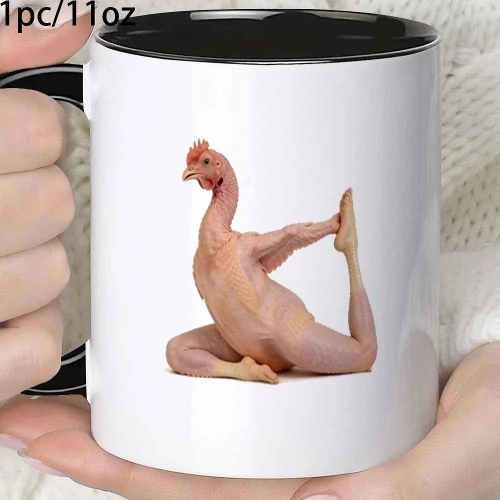 Tasse À Café Poulet De Yoga En Céramique 360 Ml — 【Noir】, photo 5