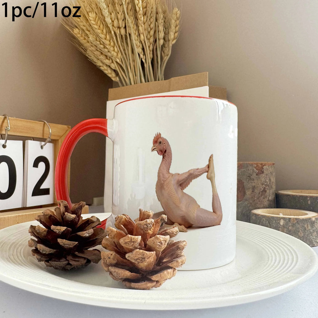 Tasse À Café Poulet De Yoga En Céramique 360 Ml — Rouge, photo 8