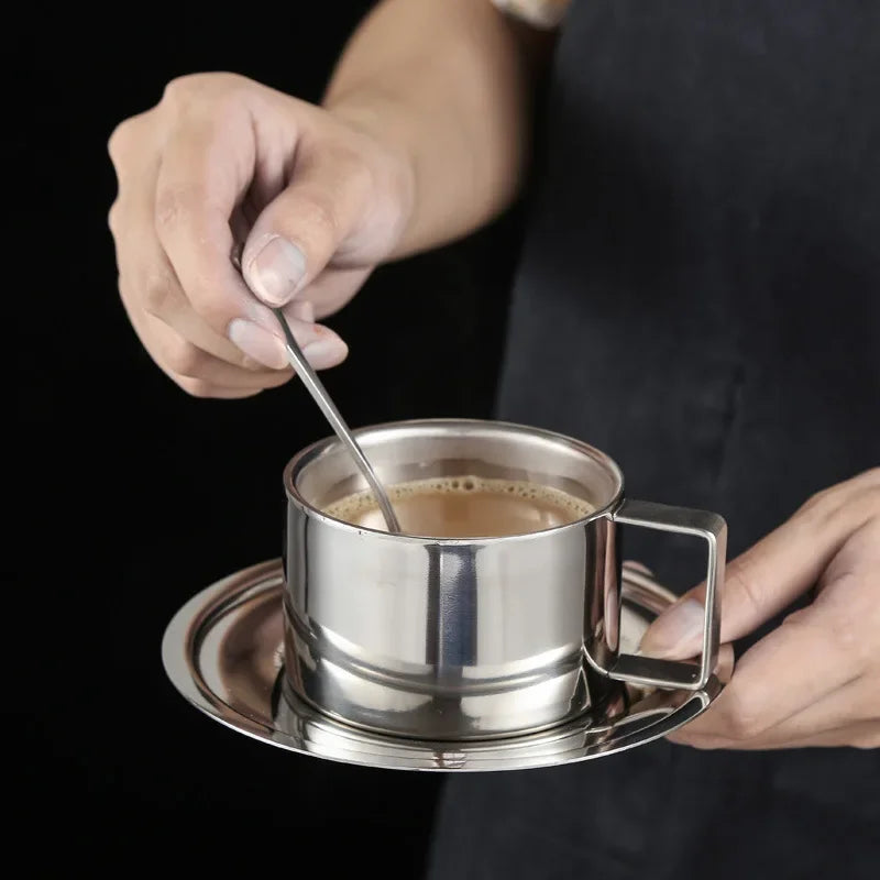 Tasse À Expresso Vintage En Acier Inoxydable