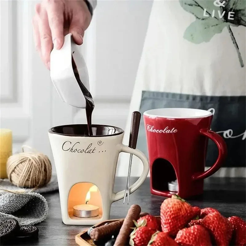Tasse à Fondue au Chocolat en Céramique