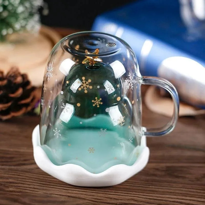 Tasse De Noël À Double Paroi Avec Couvercle