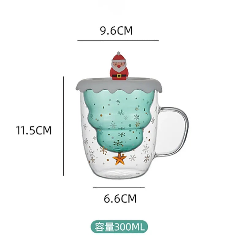 Tasse De Noël À Double Paroi Avec Couvercle